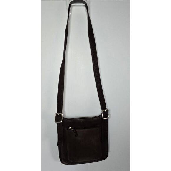 Vintage Fossil Leather Crossbody Sling Bag Brown Unisex Front Zip Pocket 90's - Picture 2 of 11